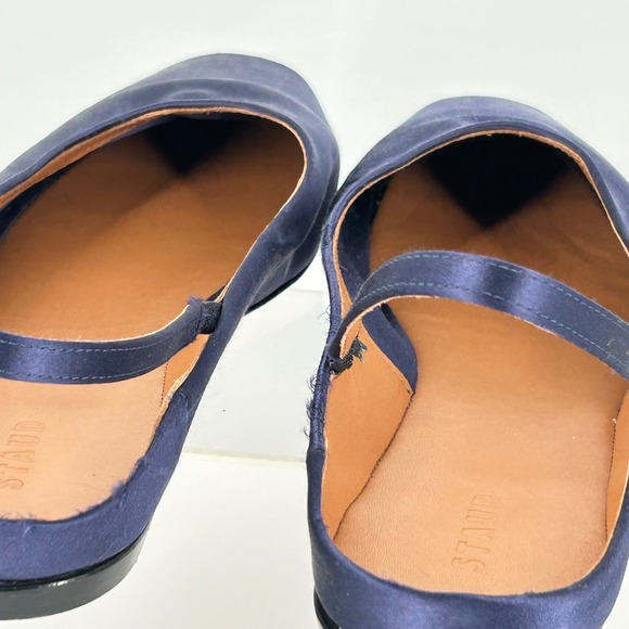 STAUD Size 39 US 9 Navy Blue Satin Slingback Ballet Flats NEW Janine $325 - Picture 7 of 11
